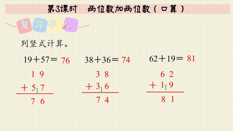 冀教版数学一年级下册 第7单元   第3课时  两位数加两位数（口算）  PPT课件03