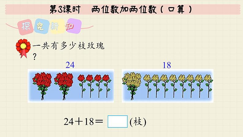 冀教版数学一年级下册 第7单元   第3课时  两位数加两位数（口算）  PPT课件第4页