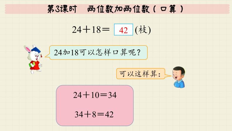 冀教版数学一年级下册 第7单元   第3课时  两位数加两位数（口算）  PPT课件06