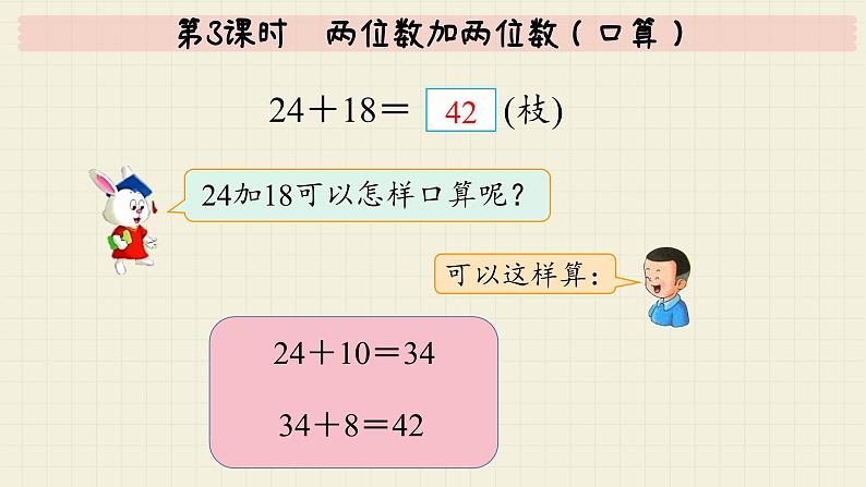 冀教版数学一年级下册 第7单元   第3课时  两位数加两位数（口算）  PPT课件第6页