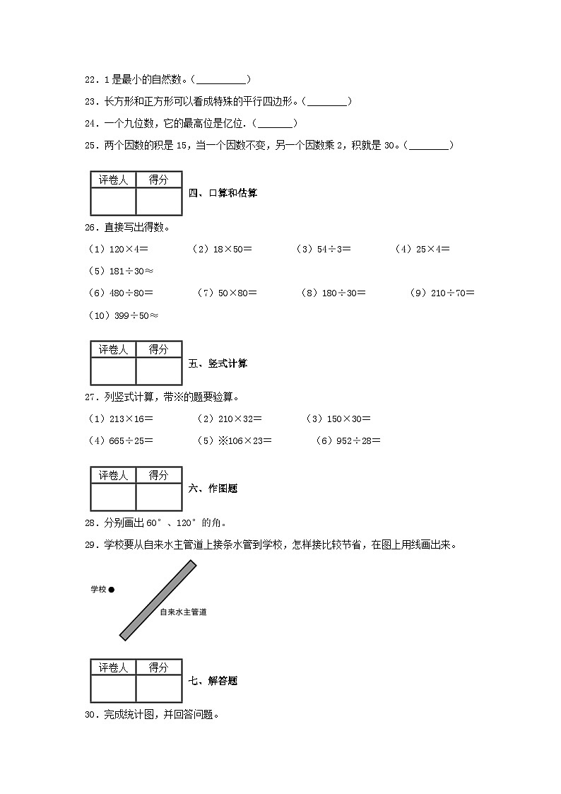 2020-2021学年河南省洛阳市涧西区四年级上学期期末数学真题及答案第3页