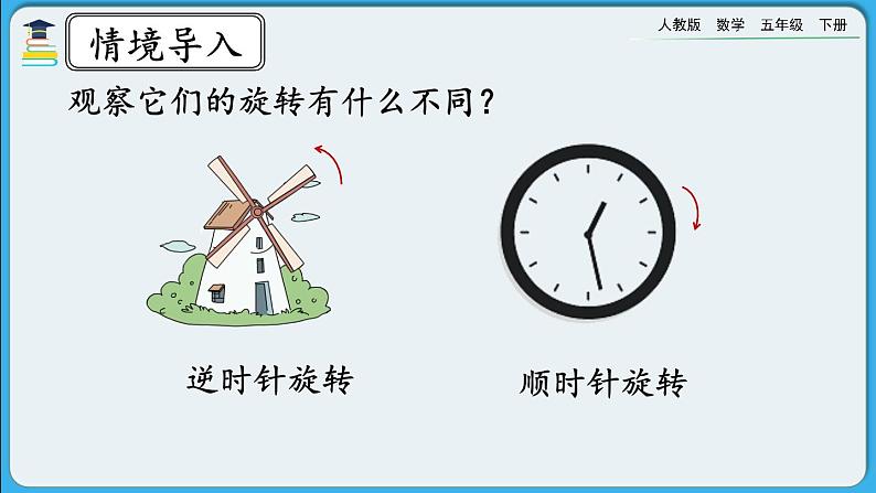 人教版数学五年级下册 5.1《图形旋转的方向和角度》PPT课件第4页