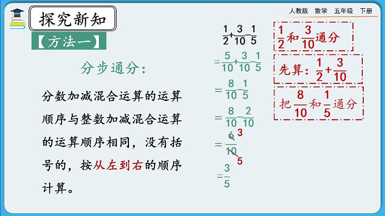 人教版数学五年级下册 6.3.1《分数加减混合运算》PPT课件第6页