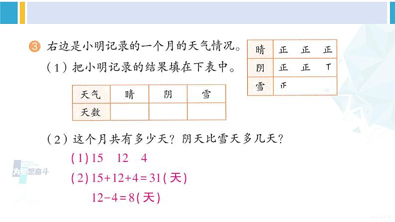 人教版二年级数学下册 1 数据收集整理 练习一（教学课件）06