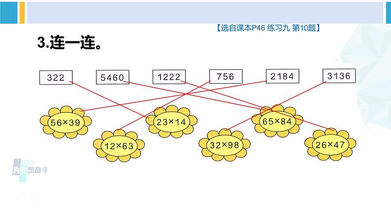 人教版三年级数学下册 4 两位数乘两位数   练习课（练习九②）（教学课件）08