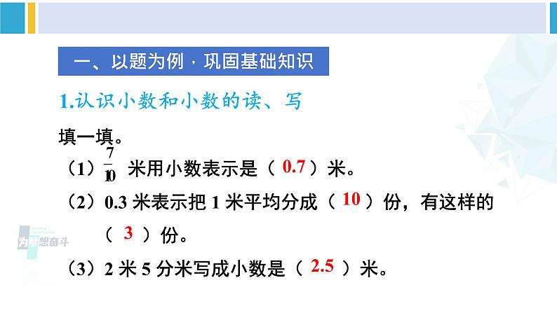 人教版三年级数学下册 7 小数的初步认识 练习课（练习十九）（教学课件）第2页