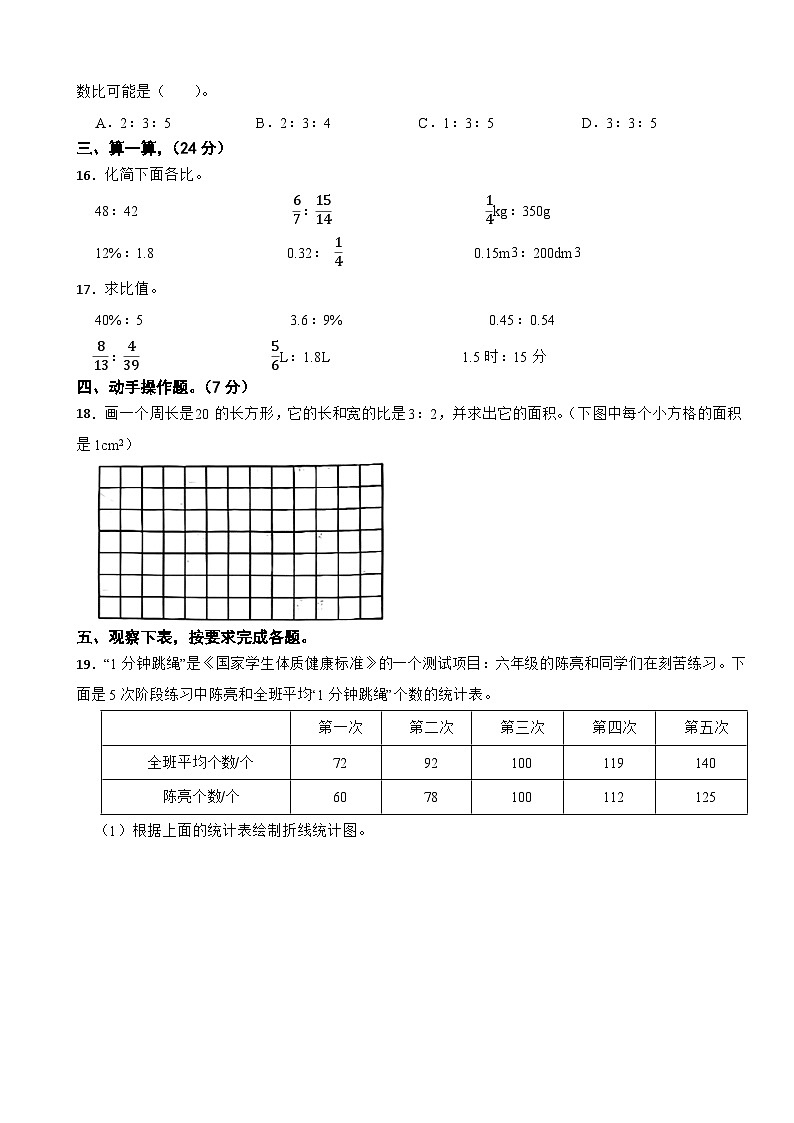 河北省邯郸市临漳县南东坊镇中心校2023-2024学年六年级上学期数学月考试卷03