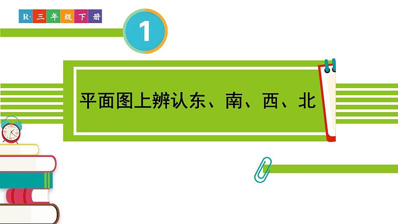 人教版三年级数学下册 1 位置与方向(一) 2.平面图上辨认东、南、西、北（教学课件）02