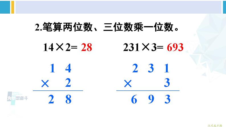 人教版三年级数学下册 4 两位数乘两位数 4.笔算乘法（不进位）（教学课件）第3页