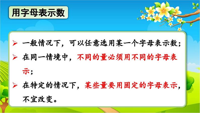 青岛版（六三制） 四年级数学下册 第二单元  节能减排——用字母表示数-回顾整理课件04