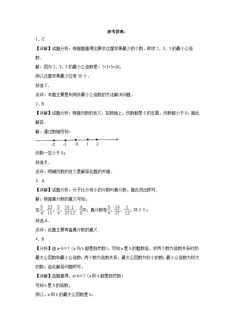 期中测试卷（1_4单元）（试题）-2023-2024学年五年级下册数学青岛版03
