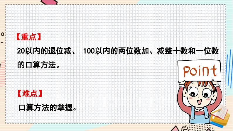 苏教版 数学 一年级 下册 第7单元 期末复习（2）----口算两位数加减一位数、两位数加减两位数 PPT课件第3页