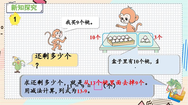 苏教版 数学 一年级 下册 第1单元 第1课时  十几减9 PPT课件06