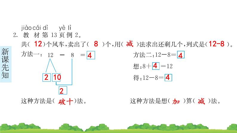 一下第二单元第2节 十几减8、7、6预习题及课课练课件PPT第4页