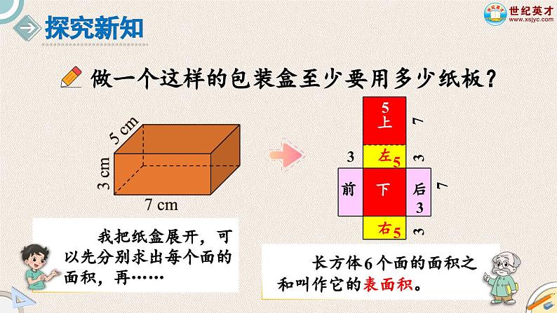 北师大版小学数学五下册二单元第1课时 长方体的认识第3课时 长方体的表面积  课件04