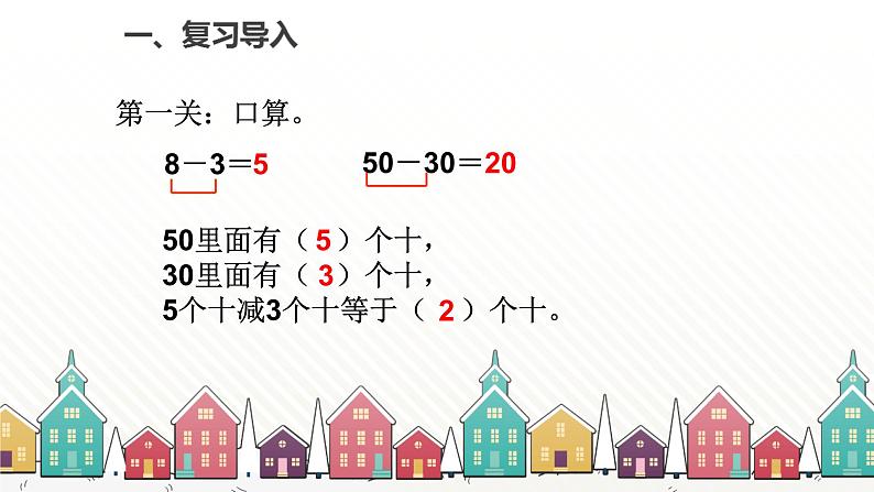 人教版数学一年级下册 六、100以内的加法和减法（一）-第4课时 两位数减一位数（不退位）、整十数 课件第2页