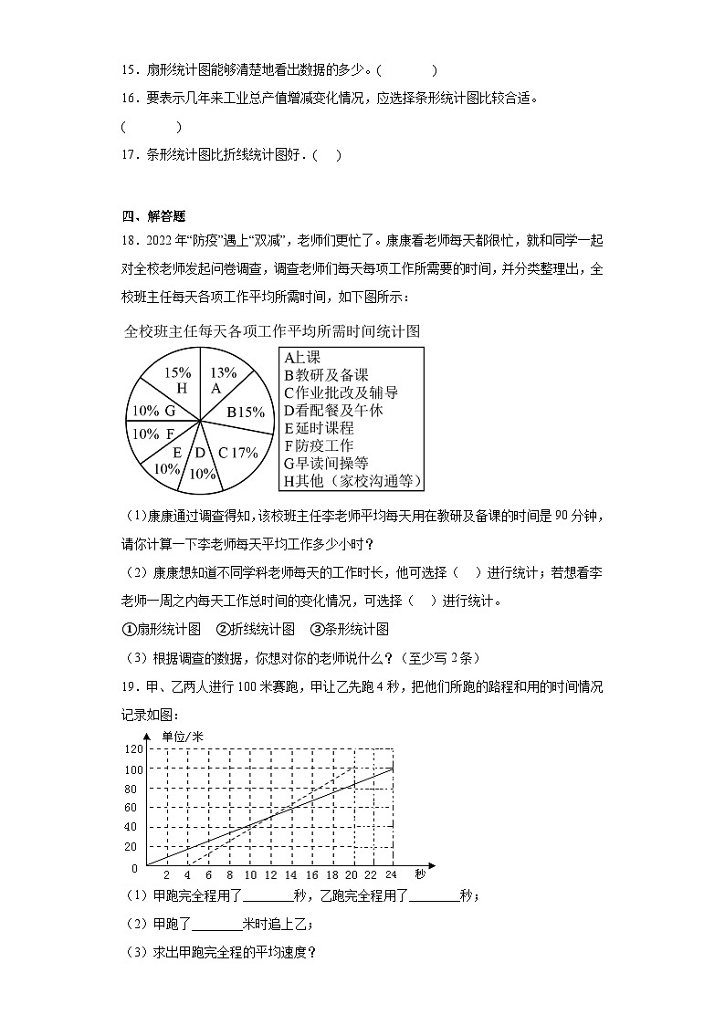 第四单元扇形统计图巩固练习 西师大版数学六年级下册第3页