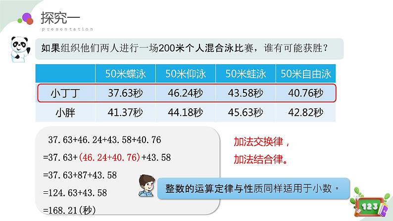 2.8(2)小数加减法的应用-加法运算定律（教学课件）四年数学下册 沪教版07