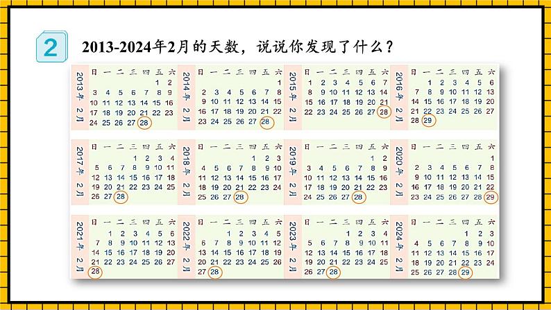 人教版数学三年级下册 6.2《认识平年与闰年》课件+教案+分层练习+课前课中课后任务单08