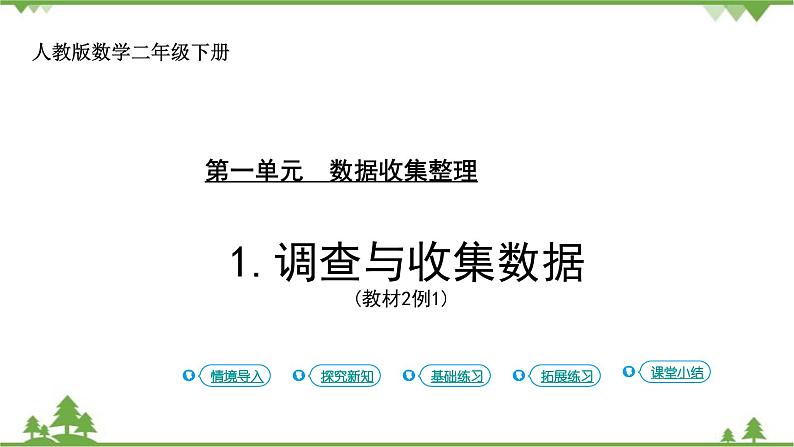 人教版二年级数学下册 1 数据收集整理-第1课时 调查与收集数据课件第1页