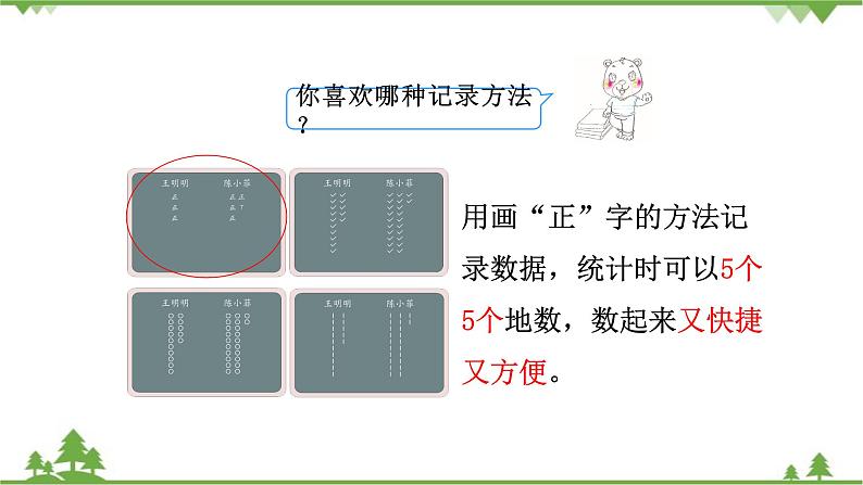 人教版二年级数学下册 1 数据收集整理-第2课时 不同方法整理数据课件第8页