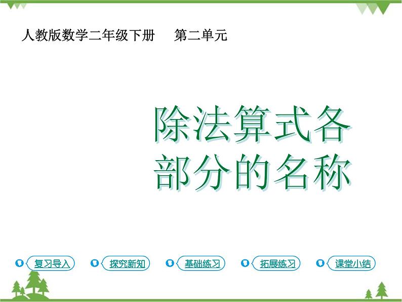 人教版二年级数学下册 2 表内除法（一）-第4课时 除法算式各部分的名称课件第1页