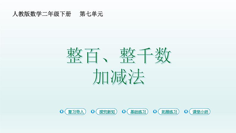 人教版二年级数学下册 7 万以内数的认识-第8课时 整百、整千数加减法课件第1页