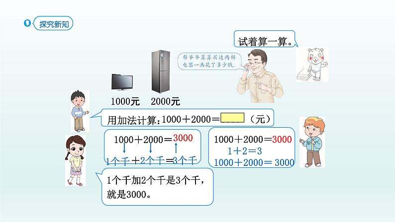 人教版二年级数学下册 7 万以内数的认识-第8课时 整百、整千数加减法课件第4页