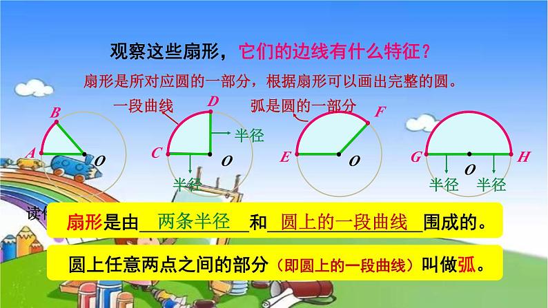 冀教版数学六年级上册 一 圆和扇形-第4课时 扇形课件06