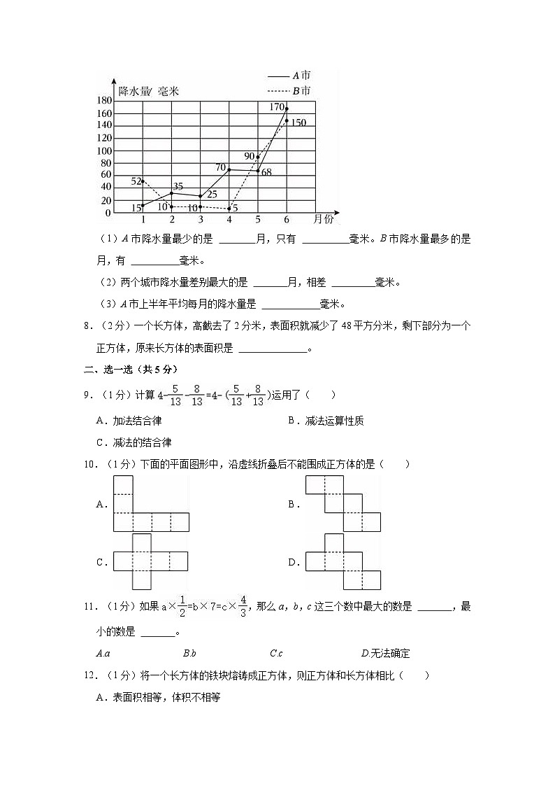 山西省临汾市永和县坡头中心校2022-2023学年五年级下学期期末数学试卷第2页
