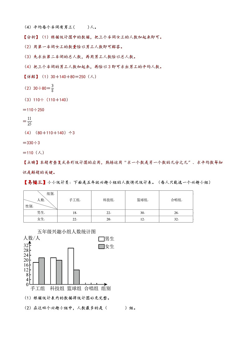 北师大版五年级数学下册易错题精编讲义 第14讲 复式条形统计图（附答案）第3页