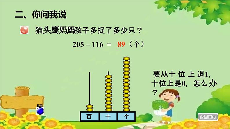 青岛版数学二年级下册 第六单元 万以内的加减法（二）被减数中间有0的退位减法第一课时课件第4页