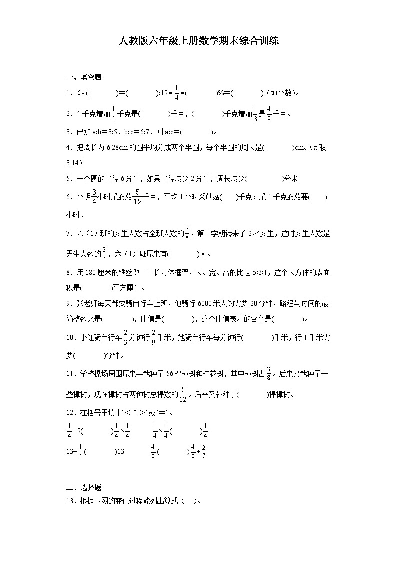 人教版六年级上册数学期末综合训练（含答案） (3)第1页