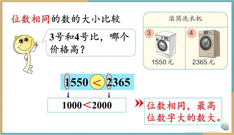 人教版小学数学二年级下册7.6《 10000以内数的大小比较 》课件第5页