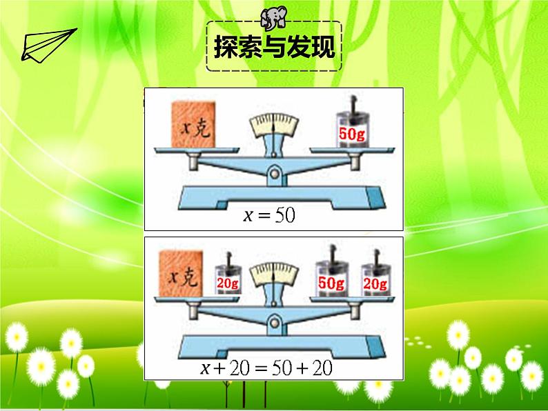 苏教版数学五年级下册 第一单元 简易方程-第二课时 等式的性质和解课件第8页