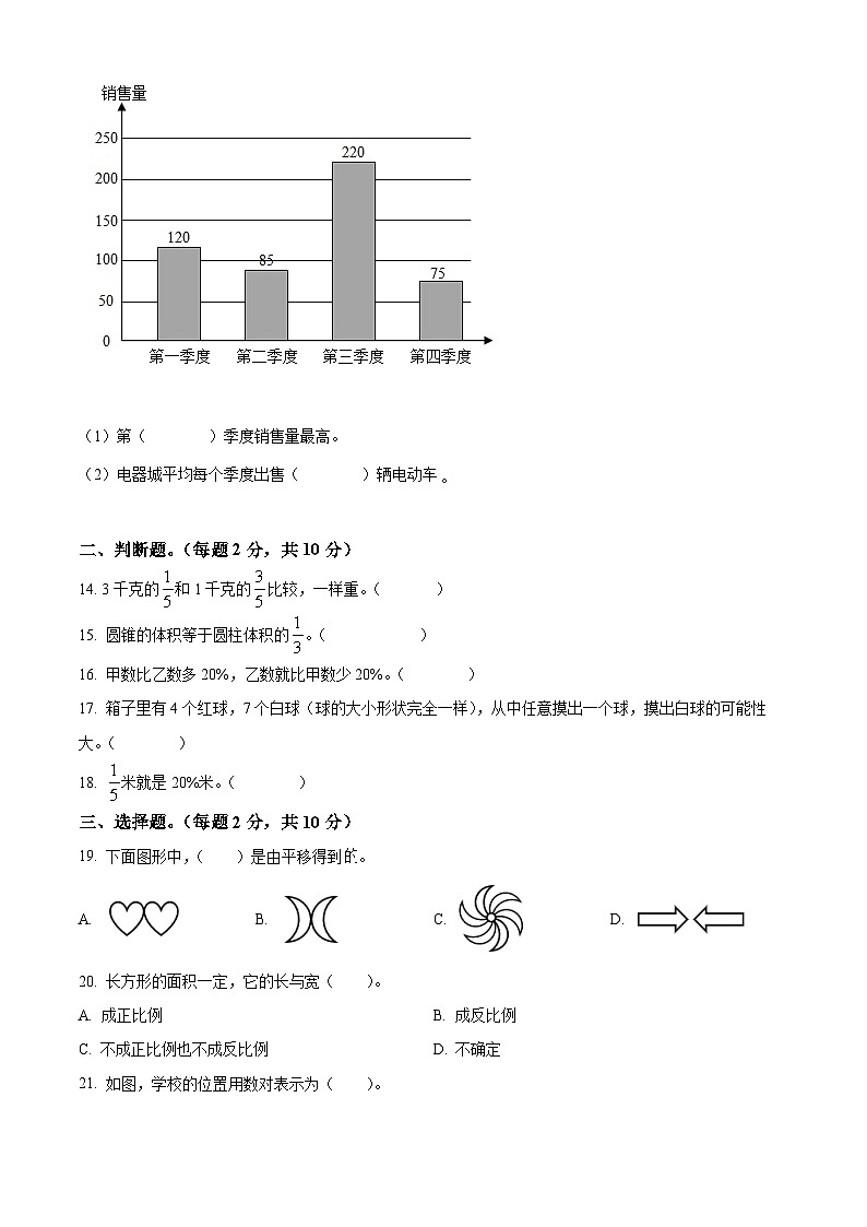 精品解析：广东省韶关市新丰县2022年人教版小升初考试数学试卷(原卷版+解析)02