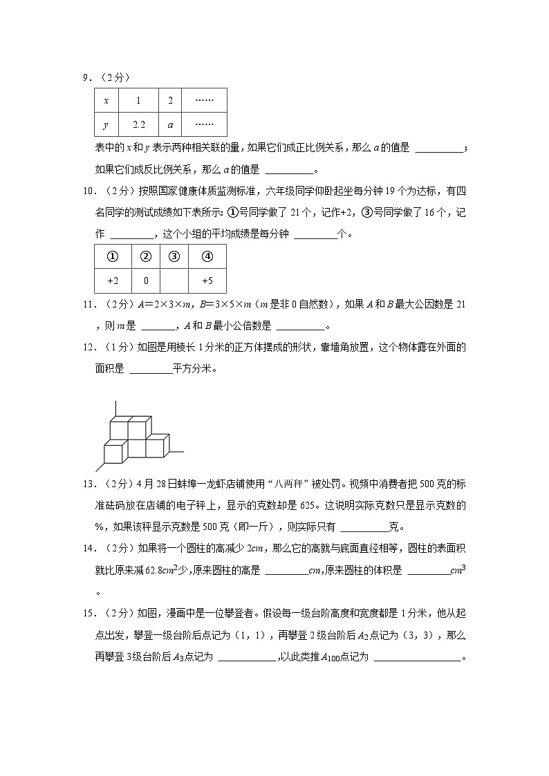2023年安徽省蚌埠市固镇县小升初数学试卷（内含答案解析）第2页