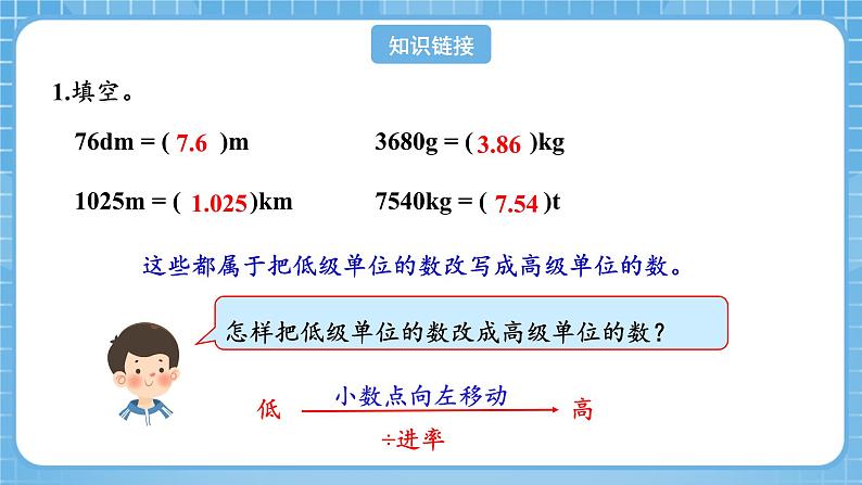 人教版数学四年级下册 4.9《小数与单位换算(2)》课件+教案+分层练习+课前课中课后任务单04