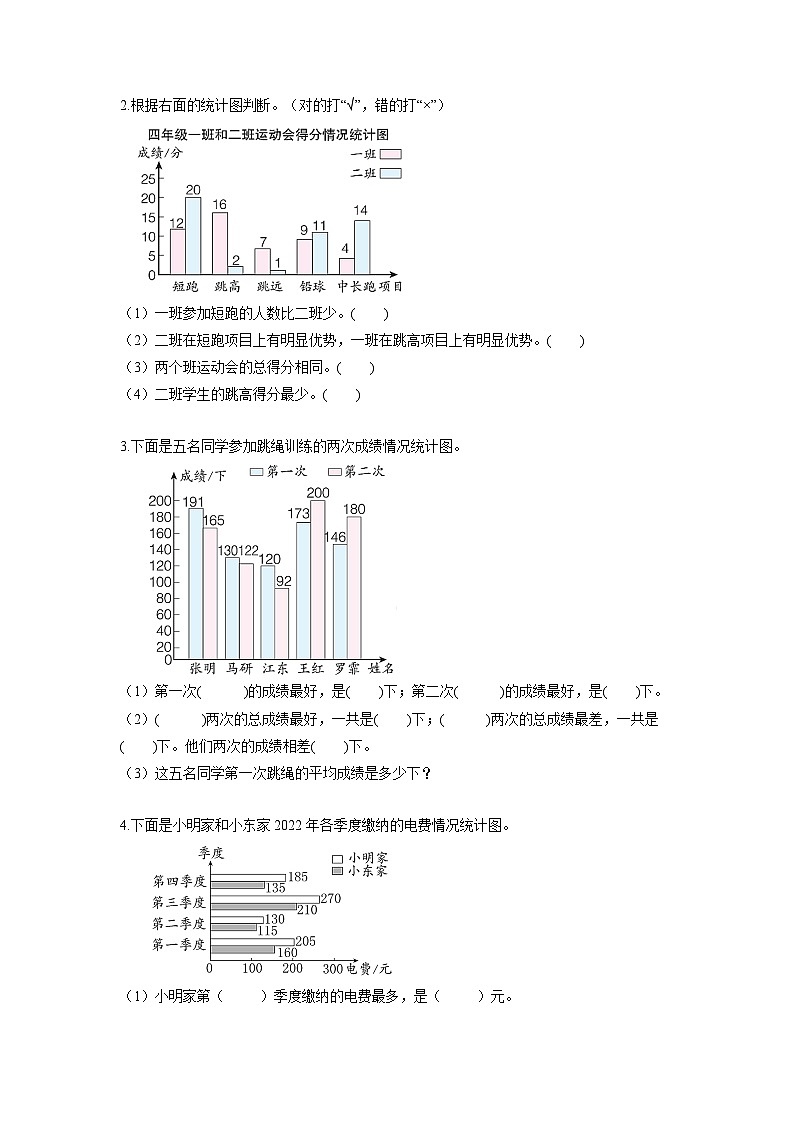人教版数学四年级下册 8.2《复式条形统计图》课件+教案+分层练习+课前课中课后任务单02
