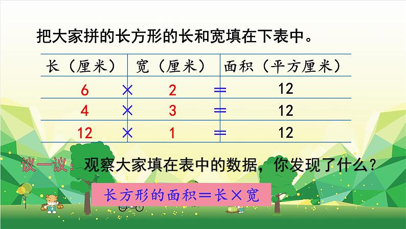 冀教版数学三年级下册 第7单元 长方形和正方形的面积-第5课时 长方形的面积课件06