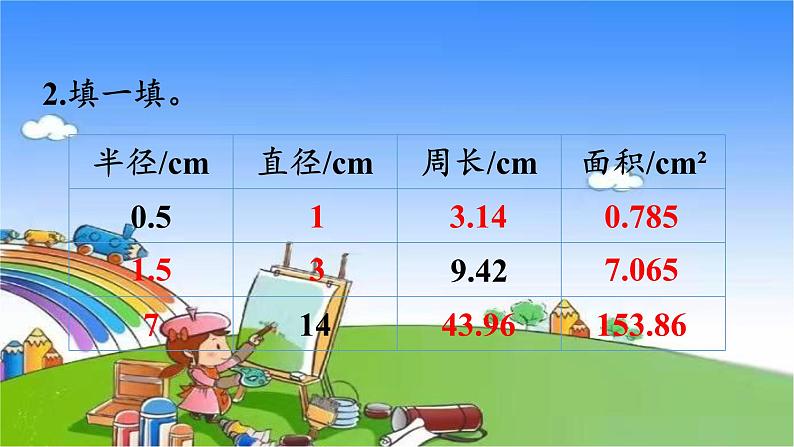 北师大版数学六年级上册 第1单元 圆-练习一课件第4页