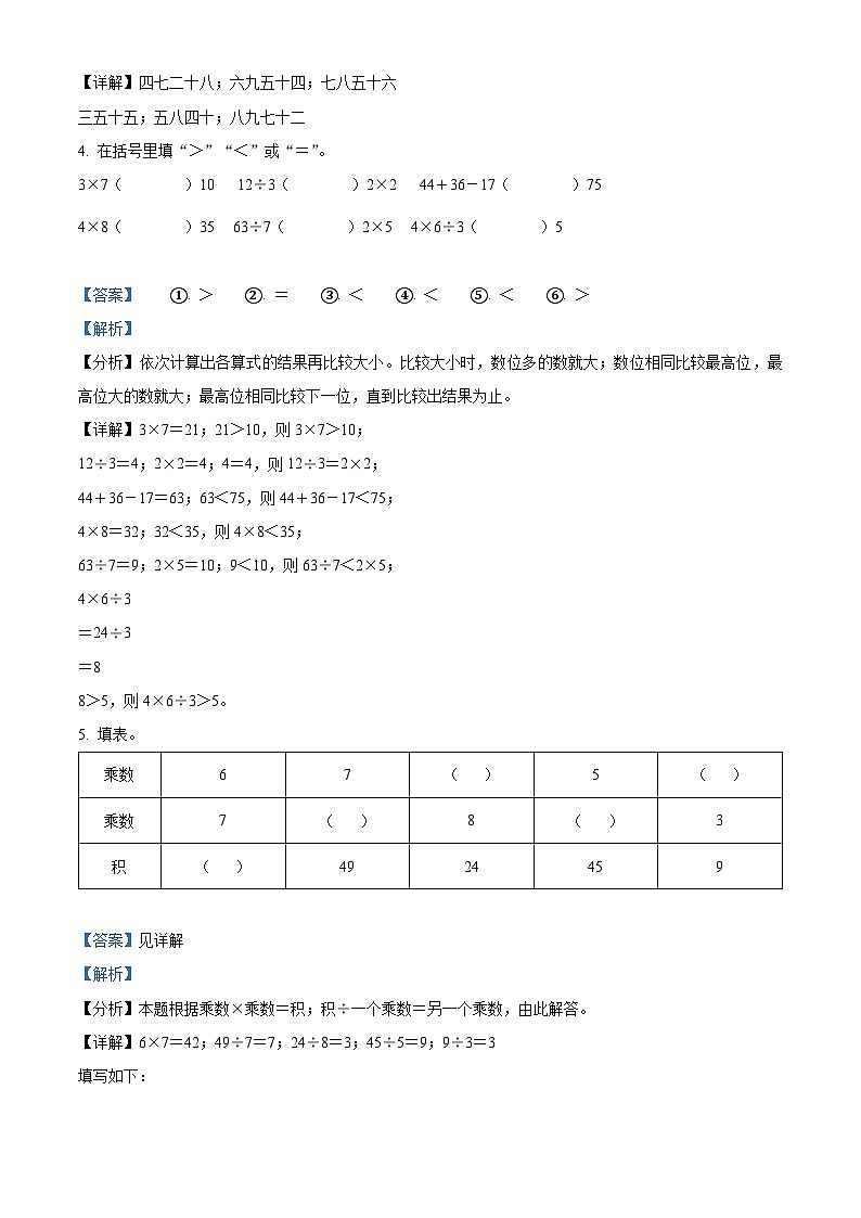精品解析：2023-2024学年河南省平顶山市宝丰县苏教版二年级上册期末测试数学试卷（解析版）第2页