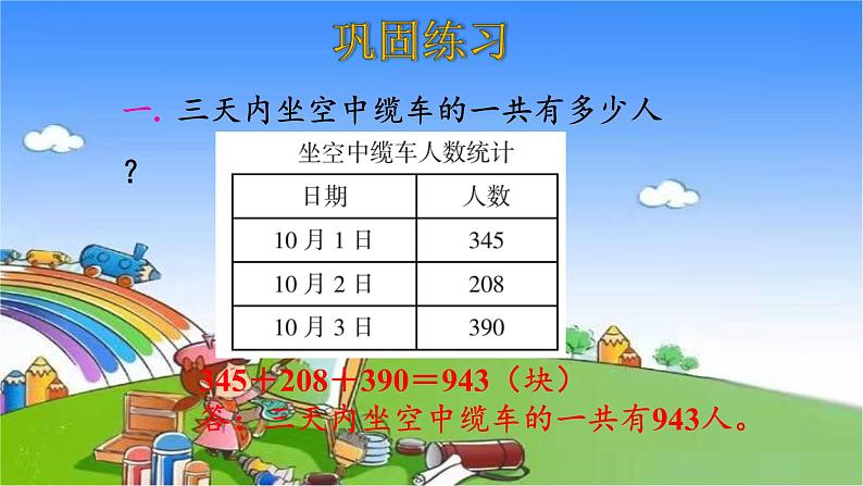 北师大版数学三年级上册 第3单元 加与减-整理和复习课件第5页