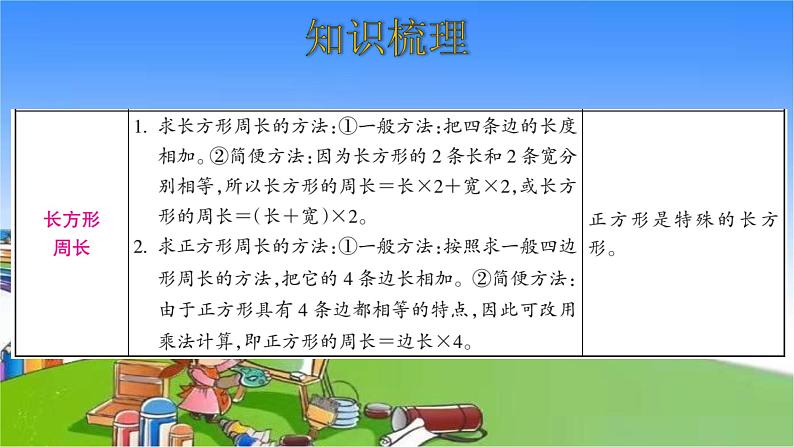 北师大版数学三年级上册 第5单元 周长-整理和复习课件03