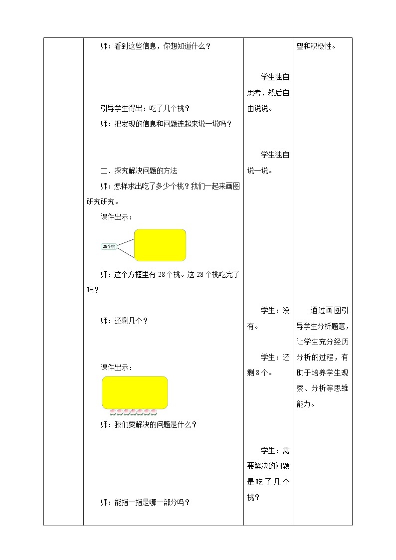 苏教版一年级下册数学《求减数的实际问题》教学设计第2页