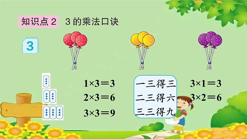 人教版数学二年级上册 第4单元 表内乘法（一）第3课时 2、3的乘法口诀课件第6页