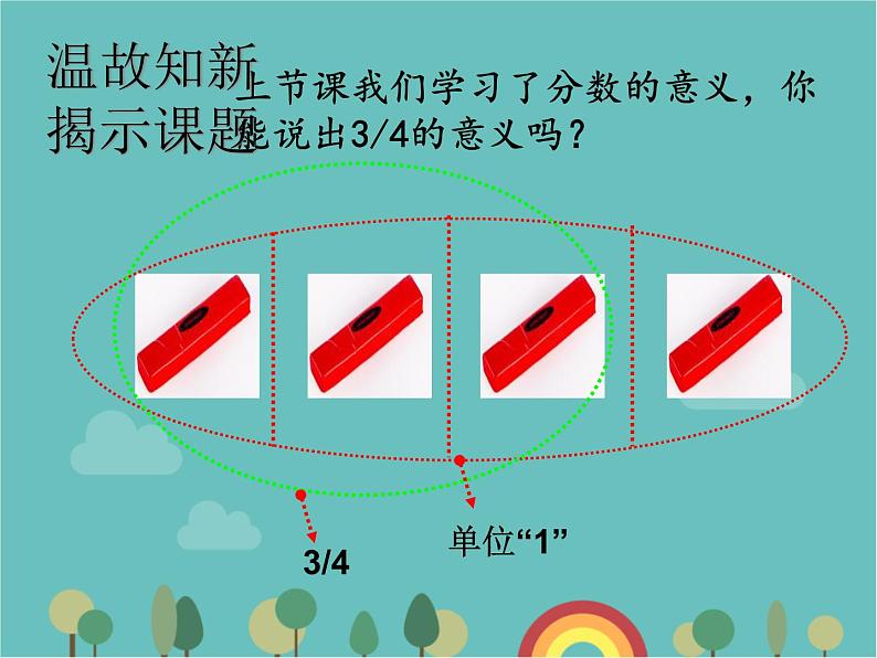 青岛版（六三）数学五年级下册 二 校园艺术节—分数的意义和性质-2 真分数与假分数 (2)课件第3页