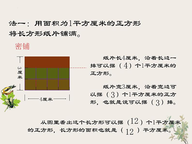 三年级下册数学西师大版长方形和正方形面积的计算（课件）07