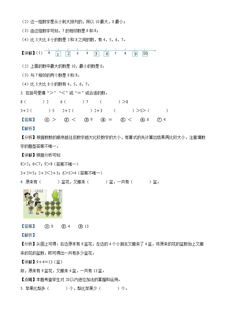 精品解析：2023-2024学年贵州省贵阳市乌当区为明中学苏教版一年级上册期末练习数学试卷（解析版）第2页