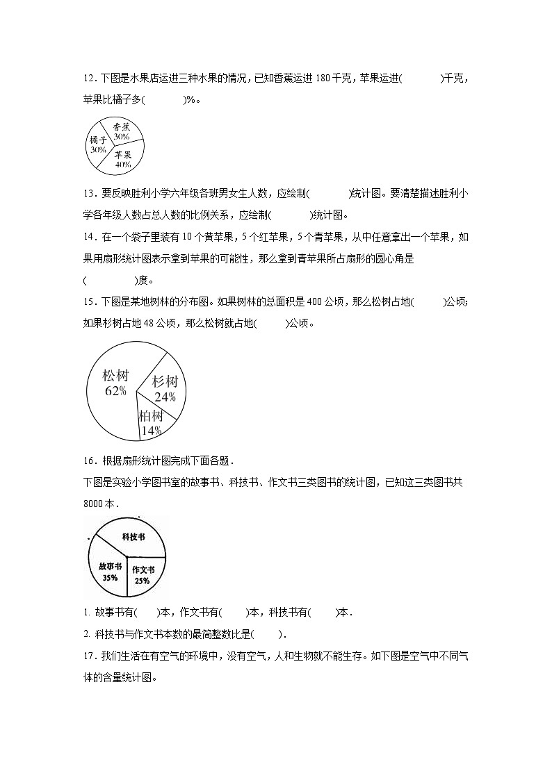第一单元扇形统计图课堂通行证  苏教版数学六年级下册练习03